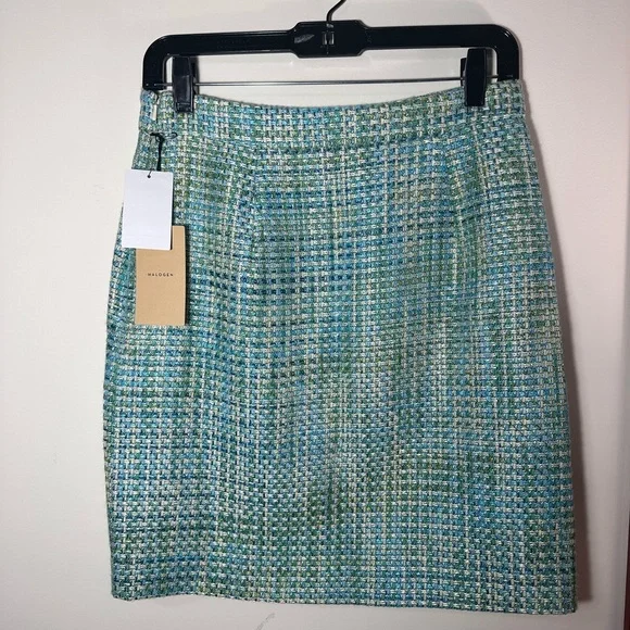 Skirts Nordstrom Hologen Green Multi Color Tweed Skirt Size